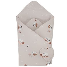 EKO Pamut babafészek kétoldalas Bees Stars Beige 75x75 cm