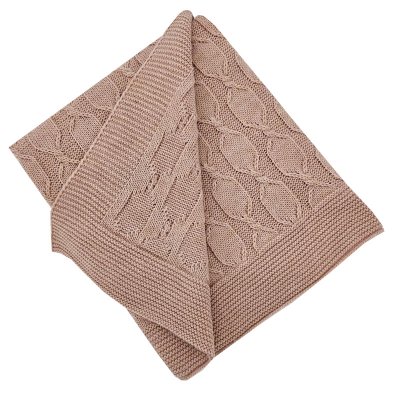 EKO Kocyk dziergany z alpaki Powder Rose 80x100cm