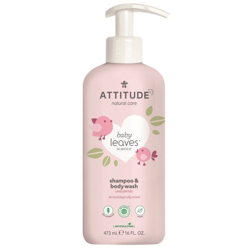 ATTITUDE Sapone e shampoo per il corpo per bambini 2 in 1 Baby Leaves senza profumo 473 ml