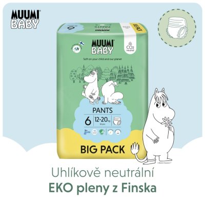 MUUMI Baby Pants 6 Junior 12-20 kg (52 ks), kalhotkové eko pleny