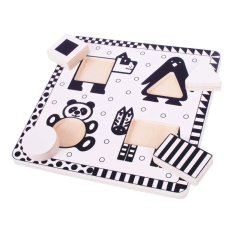 Bigjigs Toys Puzzle d'encastrement en bois formes noir et blanc 1