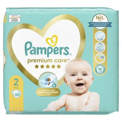 PAMPERS Pleny jednorázové Premium Care vel. 2 (88 ks) 4-8 kg