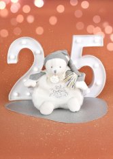 Doudou Dárková sada Plyšový muchláček medvídek s čepičkou šedý 25 cm