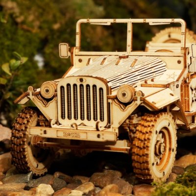 RoboTime 3D Drewniane puzzle model Wojskowy Jeep