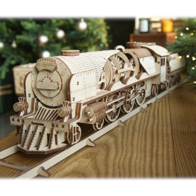 Ugears 3D Holzmechanik Puzzle V-Express Dampflokomotive 4-6-2 mit Tender