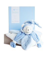 Doudou Geschenkset - Plüsch Schmusetuch blauer Teddybär 24 cm