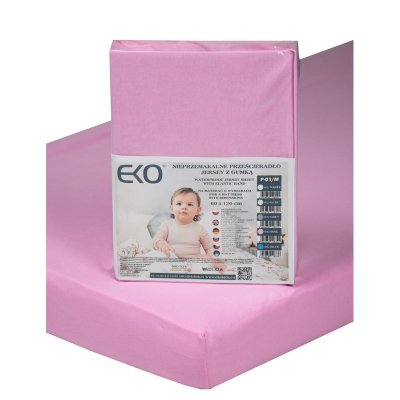 EKO Laken wasserdicht mit Gummijersey rosa 120x60 cm