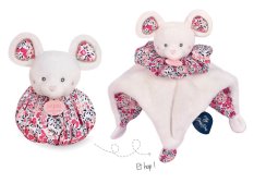 Doudou Mouchoir de réconfort souris rose 3en1