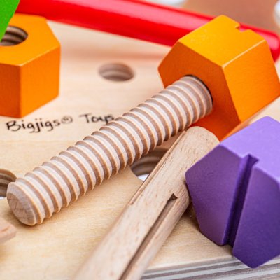 Bigjigs Toys Warsztat i skrzynka na narzędzia 2w1
