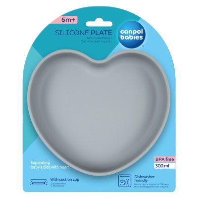 CANPOL BABIES Placă din silicon cu ventuză Heart blue