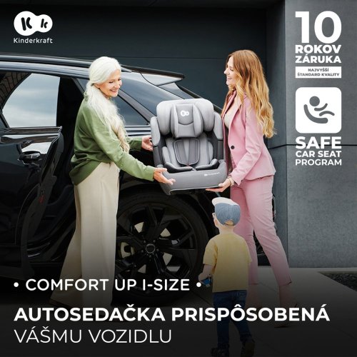 KINDERKRAFT Fotelik samochodowy Comfort up i-size szary (76-150 cm)
