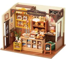 RoboTime 3D Holzpuzzle Miniatur Puppenhaus Bäckerei