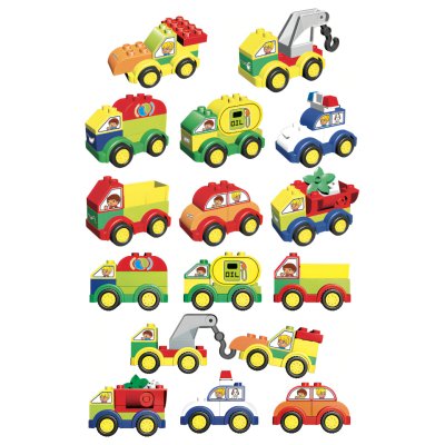 L-W Toys Junior Bausteine Autos 62 Stk.
