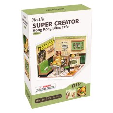 RoboTime 3D drewniane puzzle Miniatura domku Hongkońska kawiarnia