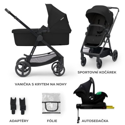 KINDERKRAFT Kombikinderwagen 4in1 Newly Classic Black + Mink PRO