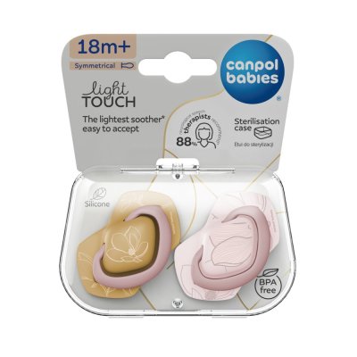 CANPOL BABIES Silikon-Schnuller symmetrisch Light touch GOLD 18m+ 2Stk. rosa