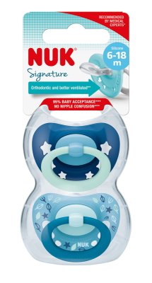 NUK Smoczek Signature 6-18m 2 szt. pudełko chłopak