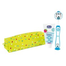 CHICCO Juego de cepillo de dientes y pasta de dientes en estuche - Tiger, 3 años+