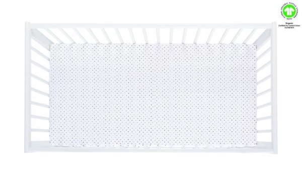 MOTHERHOOD Spannbettlaken mit Gummizug BIO Black Dots 60x120 cm
