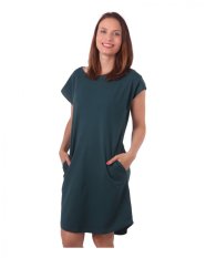 Dames katoenen oversized jurk met zakken Zoe, flesgroen