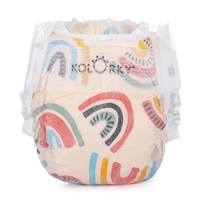 KOLORKY DAY Windeln Einweg Öko, Regenbogen&Regenbogen M (5-8 kg) 21 Stk