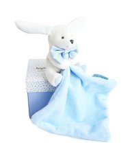 Doudou Geschenkset blau - Häschen mit Schmusetuch 10 cm