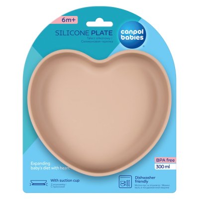 CANPOL BABIES Silicone plate with suction cup Heart beige