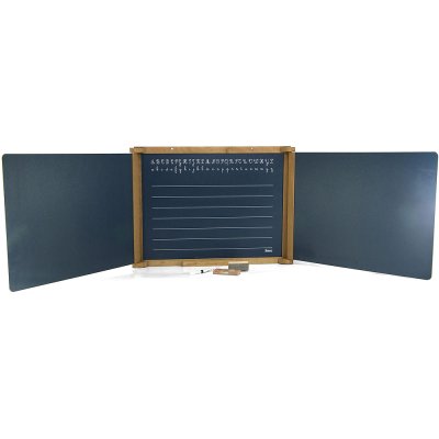 Jeujura Houten drieluik multifunctioneel schoolbord 156x43 cm met accessoires