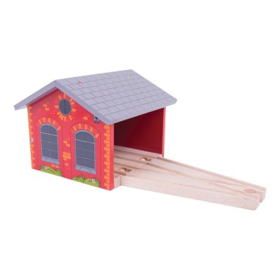 Bigjigs Rail Lokschuppen aus Ziegel für zwei Züge