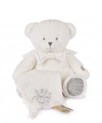 Doudou Conjunto de presente Urso de peluche com manta 30 cm cinzento