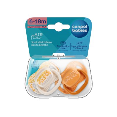 CANPOL BABIES Set symmetrischer Berge Silikonschnuller 6-18m 2 Stück gelb
