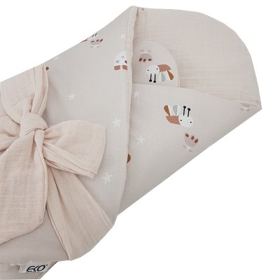 EKO Musselin-Wickeltuch mit herausnehmbarer Kokosnusseinlage Bees Musselin Beige 75x75 cm