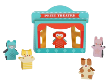 Teatros infantis - Material - dřevo, látka