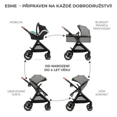 KINDERKRAFT Kombikinderwagen 3in1 Esme Moonlight Grey