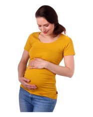 Těhotenské tričko Johanka, krátký rukáv, hořčicové