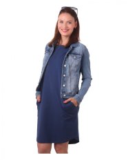 Dames katoenen oversized jurk met zakken Zoe, jeans blauw