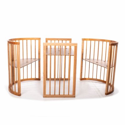 MIMIKO Rund 9i1 Växande Spjälsäng Rund Naturlig