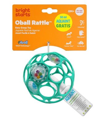 OBALL Toy Oball RATTLE 10 cm 0m+ dark turquoise + 50 ml Aquaint