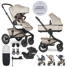 EASYWALKER Kombikinderwagen Jimmey Explore Pearl Taupe AIR + CYBEX Aton B2 i-Size + Base