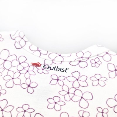 Body cienki T-shirt DRUK KR Outlast® - białe kwiatki
