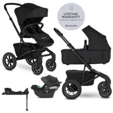 EASYWALKER Kombikinderwagen Jimmey 2in1 Pepper Black LITE AIR + CYBEX Aton B2 i-Size + Basis