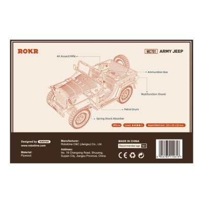 RoboTime 3D Drewniane puzzle model Wojskowy Jeep