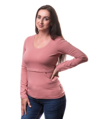 Maglietta da allattamento Kateřina, manica lunga - rosa antico - L/XL