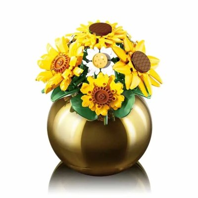 Sluban Flowers M38-P8062 Sonnenblumen- und Gänseblümchenstrauß in einer Vase