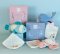 Conjunto de presente Doudou - Baleia azul de pelúcia 15 cm