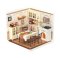 Puzzle 3D en bois RoboTime - Miniature de maison de poupée - Salle à manger confortable