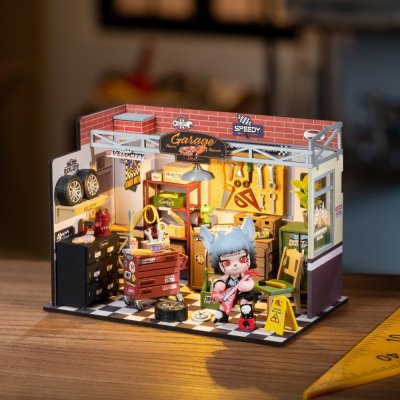 RoboTime Drewniane puzzle 3D Miniatura domku Garaż