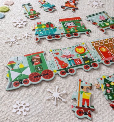 Petit Collage Bodenpuzzle Weihnachtszug