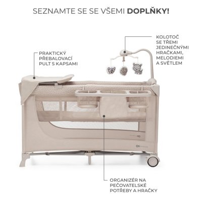 KINDERKRAFT Potovalna posteljica Joy 2 z dodatki Beige