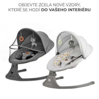 KINDERKRAFT Lehátko houpací s melodií 2v1 Lumi, do 9 kg, Premium Light Grey